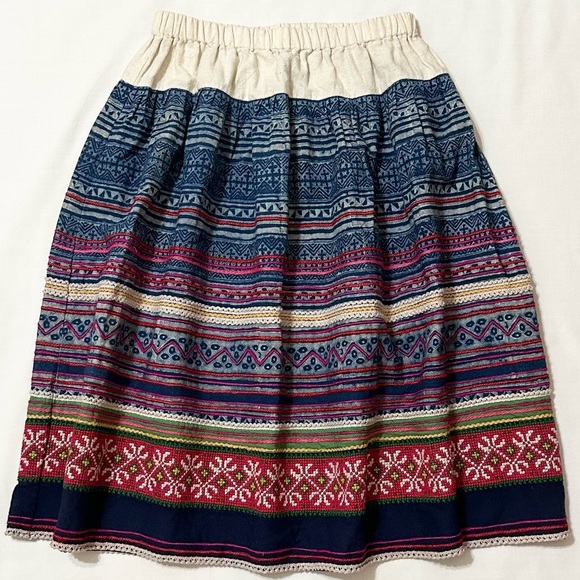 Lucky Brand Colorful Ethnic Hmong Style Boho Folk Skirt with Elastic Waist - S - Picture 3 of 15